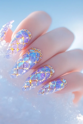 冬日钻石霜指甲