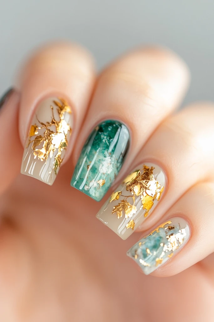 地球玻璃指甲艺术