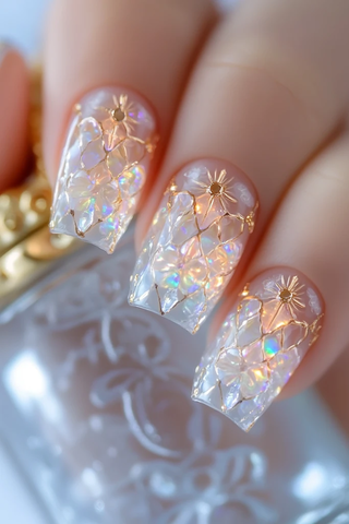 草莓樱花指甲艺术