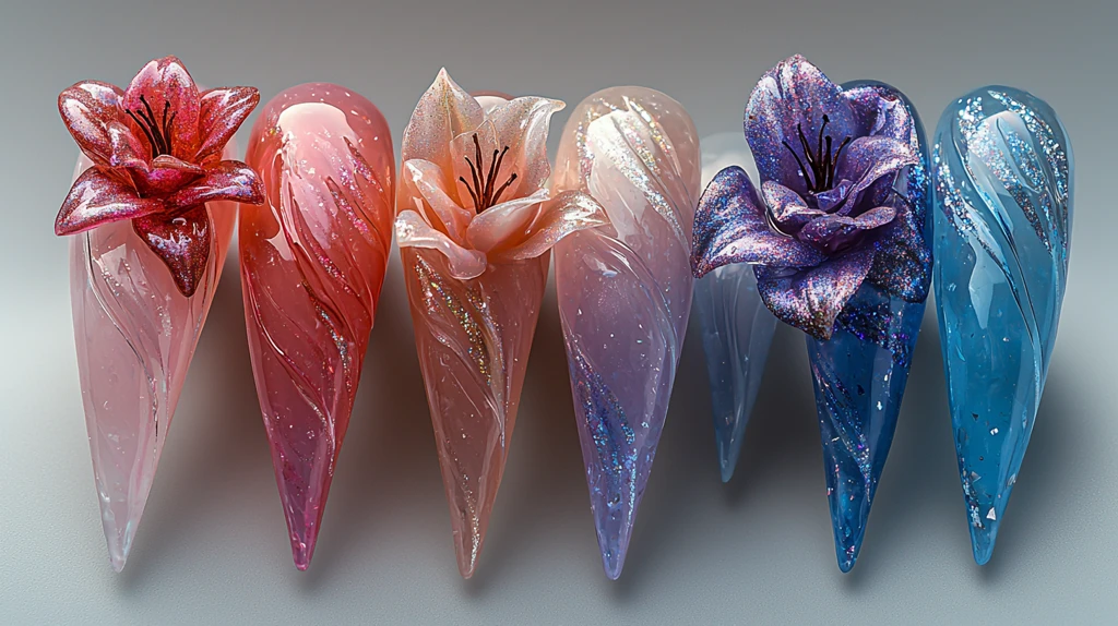 粉色渐变蕾丝美甲