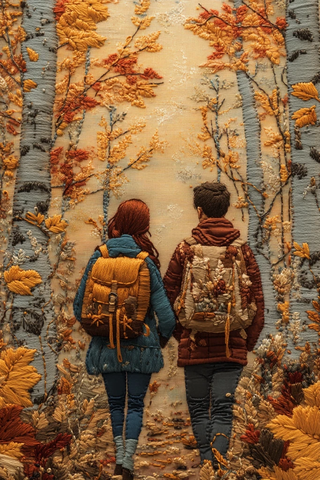秋日森林情侣