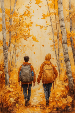 秋林漫步探险图