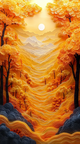 秋日拱门剪纸图