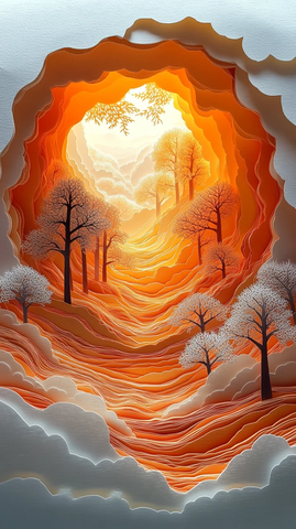 秋日拱门剪纸图