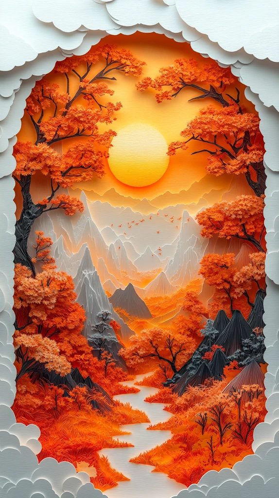 秋日拱门剪纸图