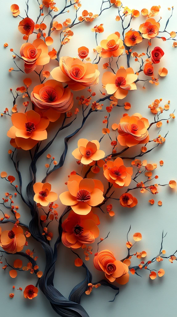 折纸艺术橙黄光影