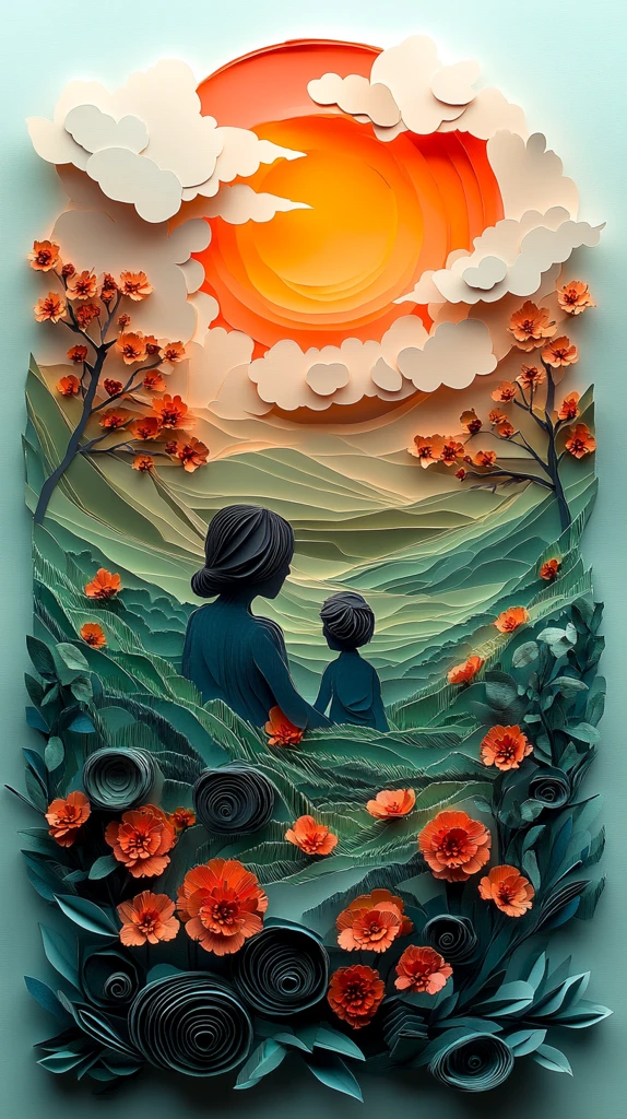 夕阳下的亲子时光