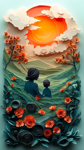 夕阳下的亲子时光