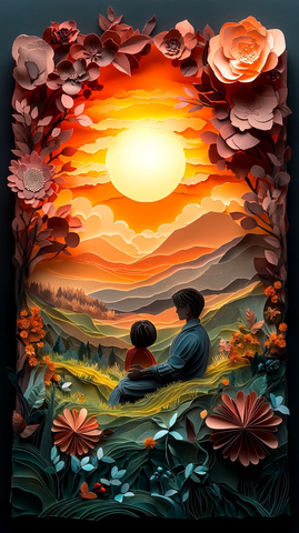 夕阳下的亲子时光