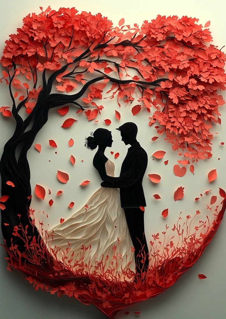 情侣树下纸艺装饰