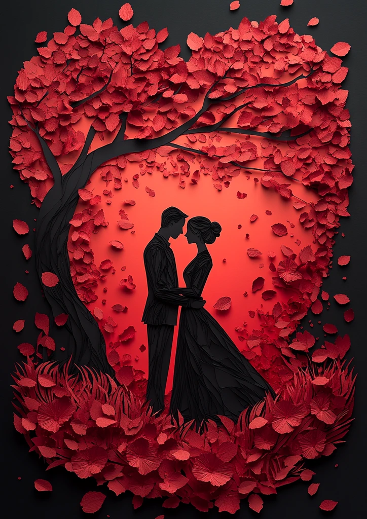 情侣树下纸艺装饰