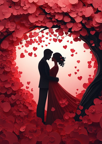 情侣树下纸艺装饰