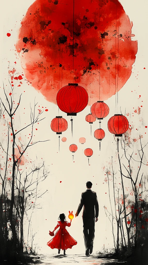 兔子灯笼与纸剪