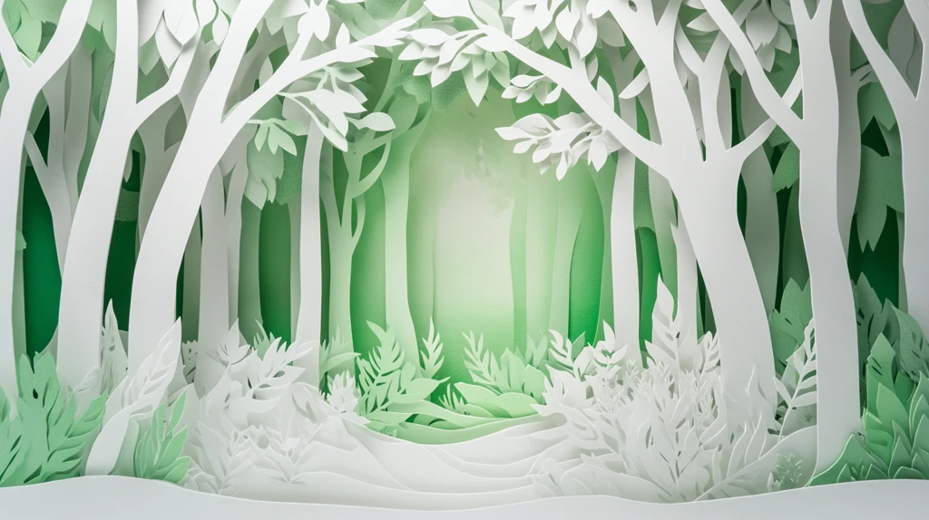 白纸雕塑森林背景