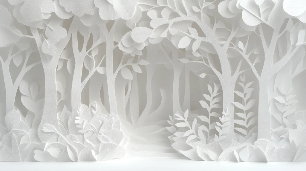 白纸雕塑森林背景