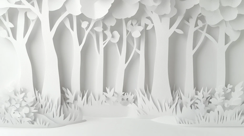 白纸雕塑森林背景