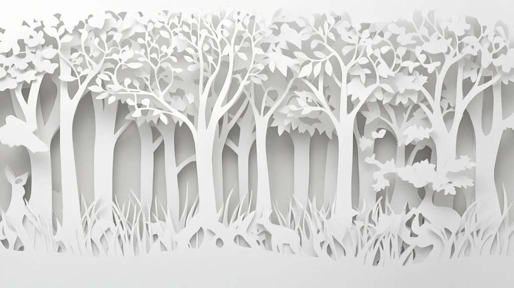 白纸雕塑森林背景
