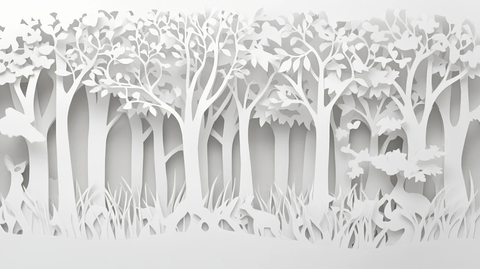 白纸雕塑森林背景