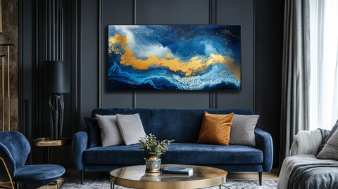 客厅挂画蓝色渐变
