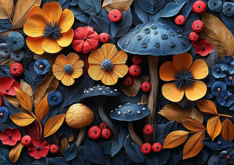 蘑菇花卉纸雕艺术