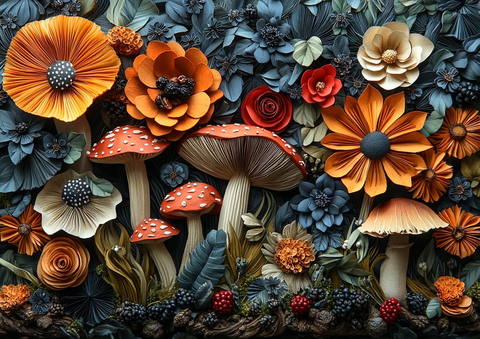 蘑菇花卉纸雕艺术