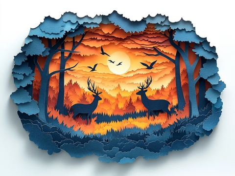 森林动物剪纸