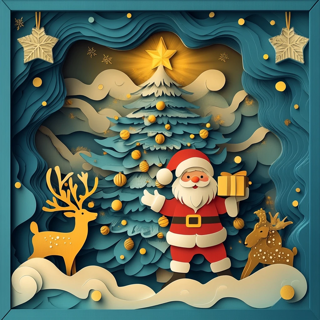 圣诞老人驯鹿树礼盒