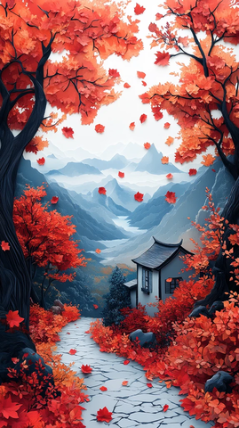 秋叶飘飘纸艺风