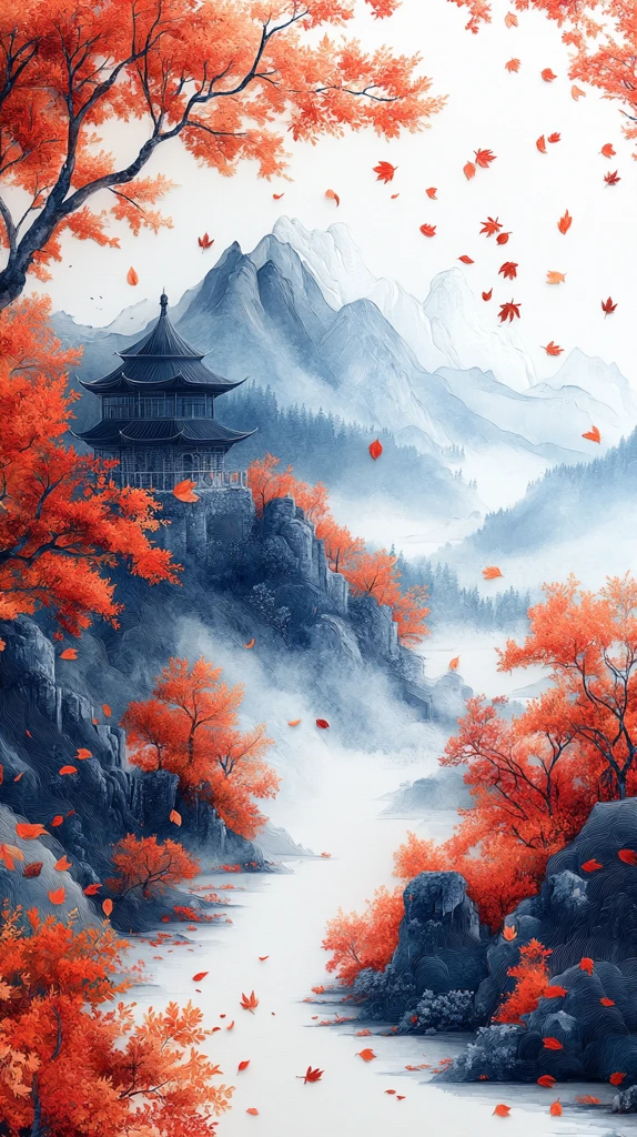 秋叶飘飘纸艺风