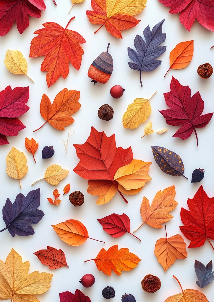 秋季叶纸拼贴