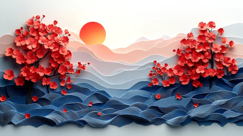 白背景纸艺拼贴