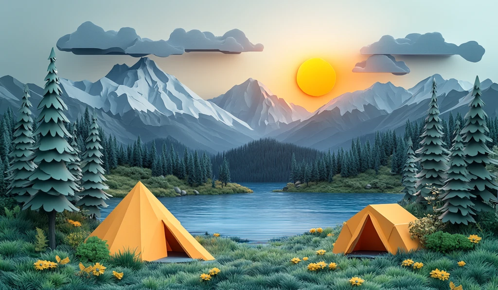 卡通风格露营场景