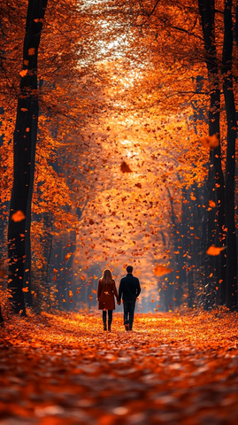 枫林小径情侣照