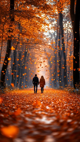 枫林小径情侣照