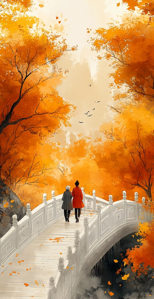 桥上行走的两人