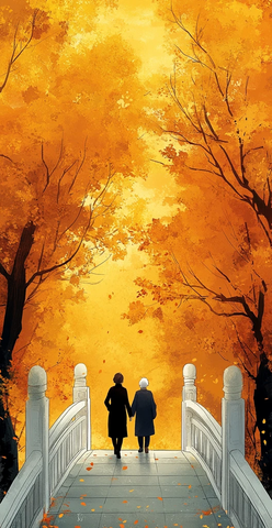 桥上行走的两人