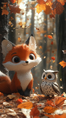 秋日森林小动物