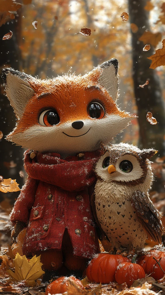 秋日森林小动物