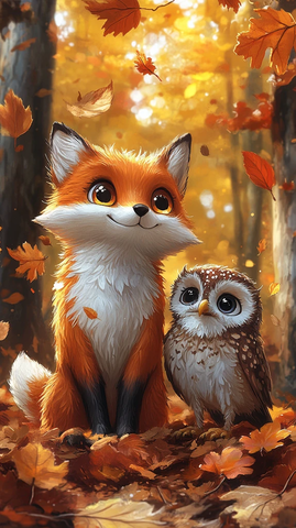 秋日森林小动物