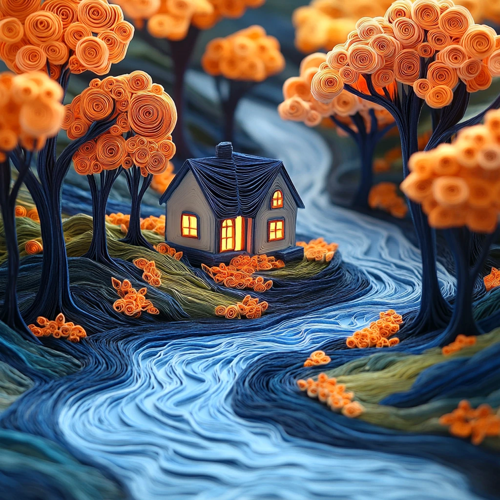 森林小屋与河流