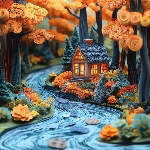 森林小屋与河流