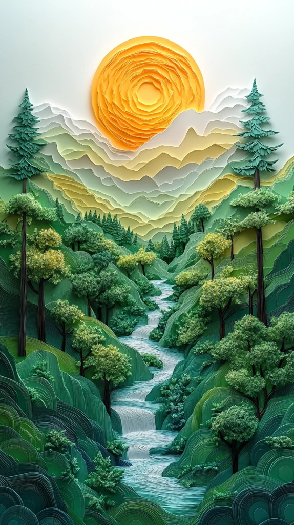 森林绿光溪流动物