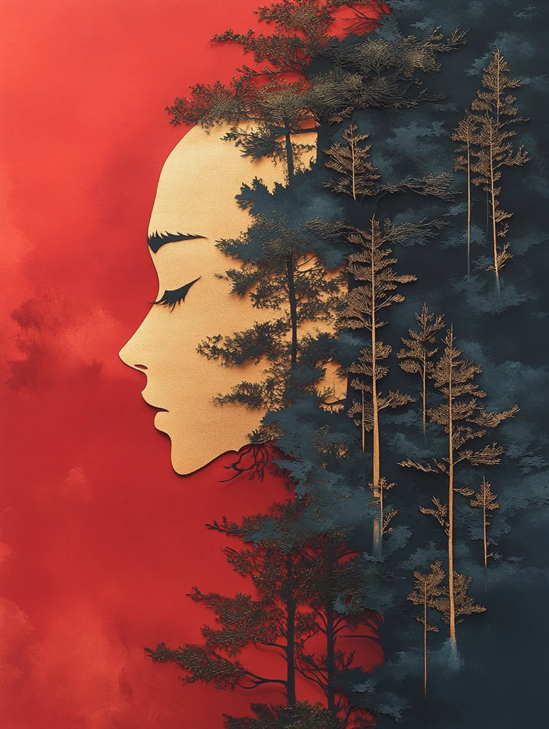 圣诞剪纸红背景