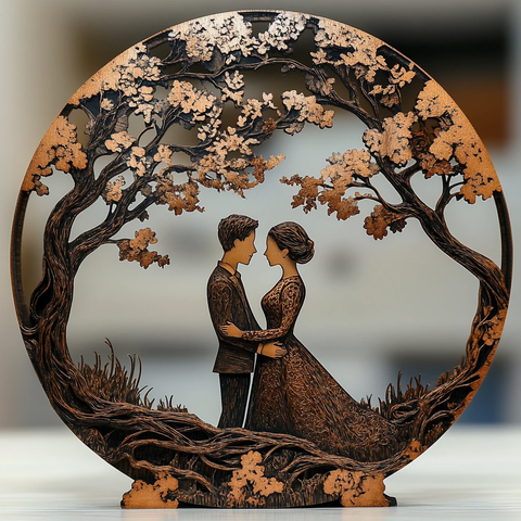 木刻情侣树枝设计