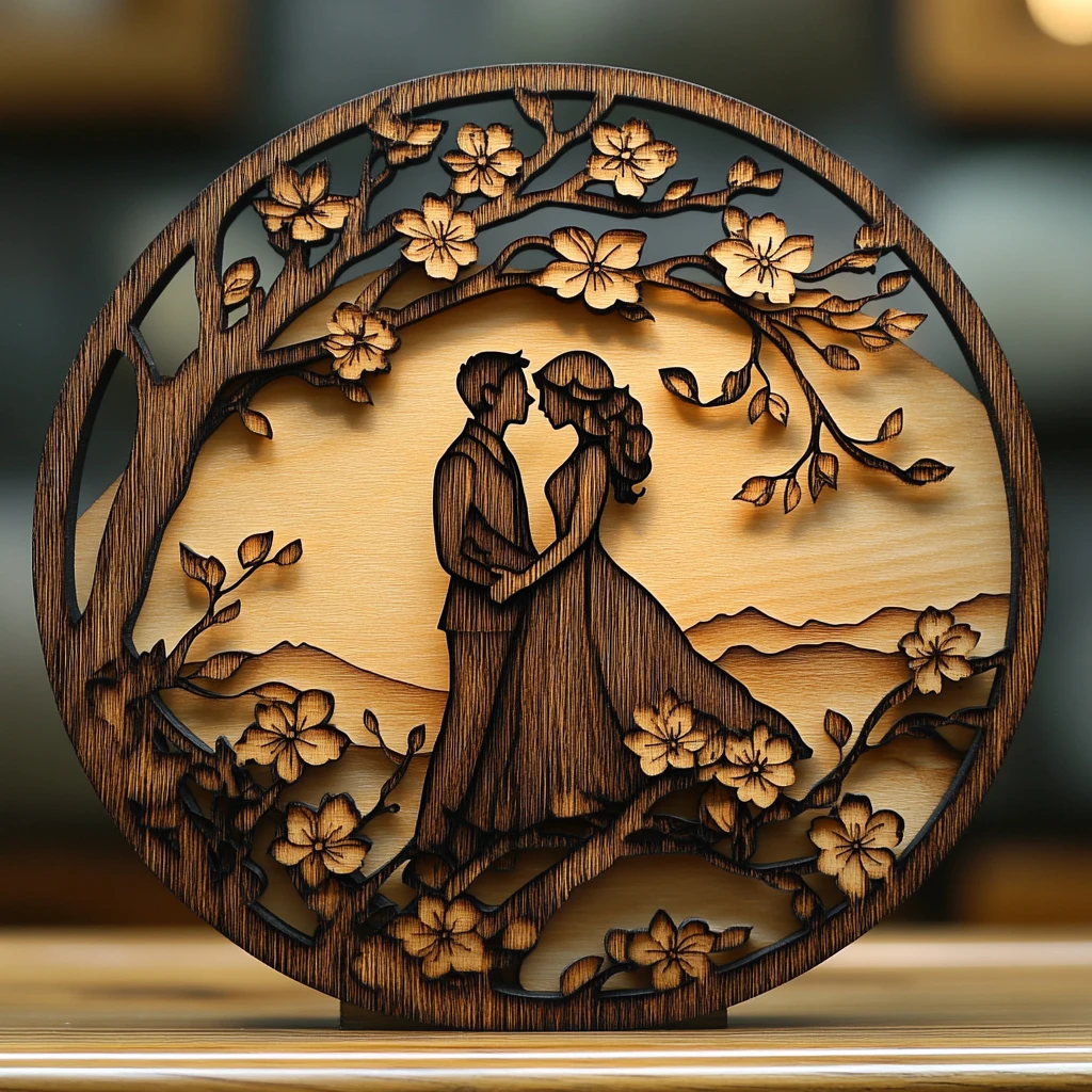 木刻情侣树枝设计