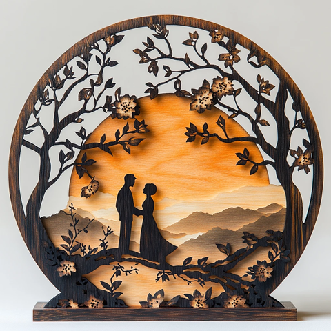 木刻情侣树枝设计