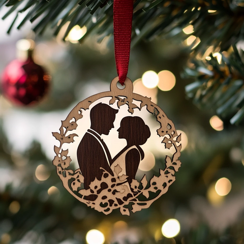 新婚夫妇激光雕刻圣诞装饰