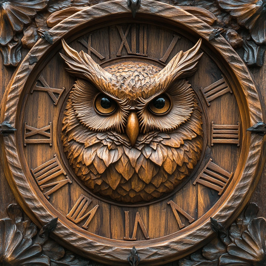 木质雕刻钟表图案