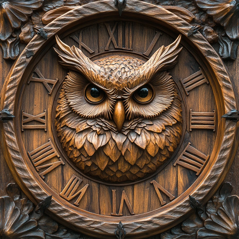 木质雕刻钟表图案
