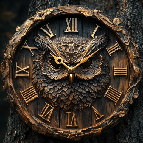 木质雕刻钟表图案